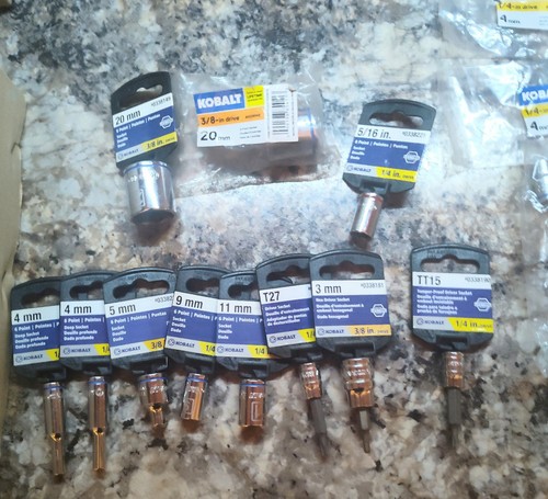NEW KOBALT TOOLS 25pc 1/4" 3/8" Drive SAE & metric Hex Bit Driver & Socket Set - Picture 8 of 10