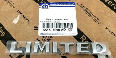 GENUINE OEM MOPAR JEEP CHRYSLER DODG LIFTGATE NAMEPLATE 55157090AD ''LIMITED''