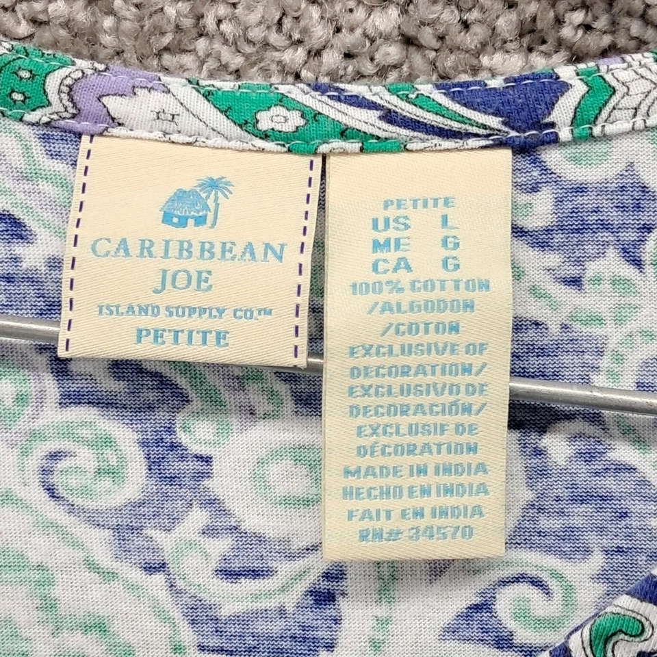 Caribbean Joe Women's Shirt Paisley Pattern Blue Large Petite - Image 3 of 4