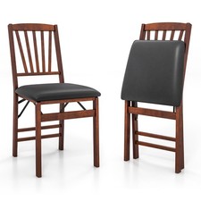 2 Pack Folding Dining Chairs Foldable Chairs w/ PVC Padded Seat  High Backrest