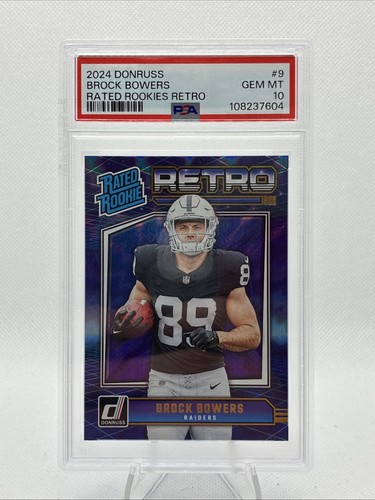 2024 Panini Donruss Football BROCK BOWERS Rated Rookies Retro No.9 PSA 10