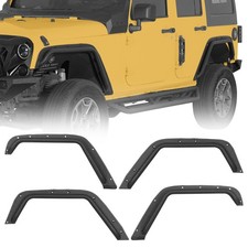 4Pcs Tube Front & Rear Flat Style Fender Flares Kit for 07-18 Jeep Wrangler JK