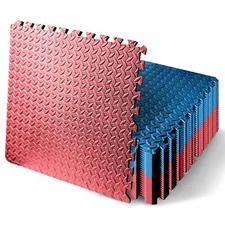 BrandName EVA Foam Puzzle Mat, 25 pcs, Non-Skid Gym Flooring, Red & Blue