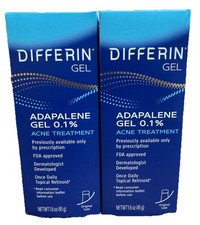 2 differin adapalene gel 0.1 acne treatment original tube 1.6oz exp may 2027