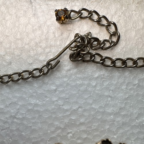 VINTAGE JULIANA DUNKLER TOPAS STRASS HALSKETTE MIT BROSCHE 16" - Bild 6 von 8