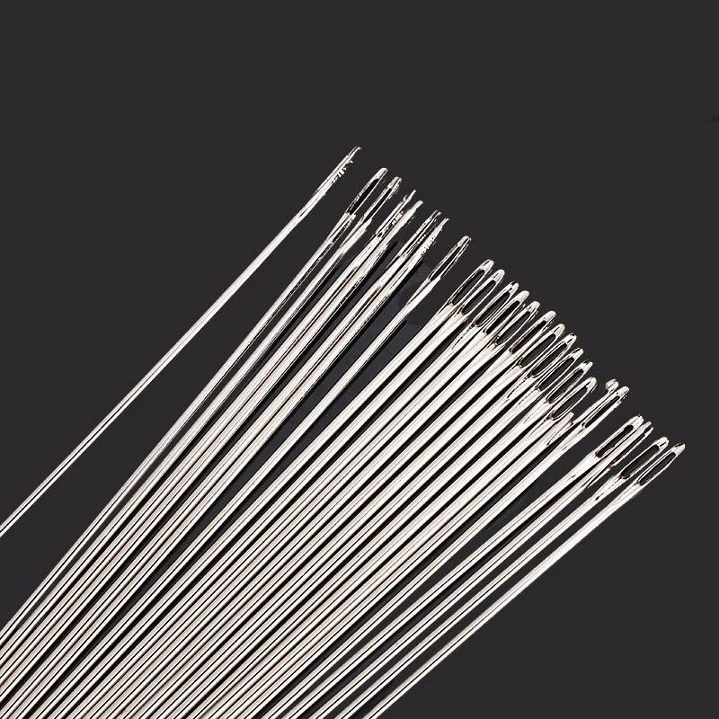 50 piezas de acero inoxidable costura manual agujas grandes afiladas para tapicería costura Foto 3 de 4
