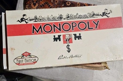 Vintage White Box Monopoly No. 9 1951 Parker Bros Linen Rare 