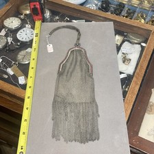 1900s-1920s Antique Silver Ladies Evening Chain Link Mesh Purse