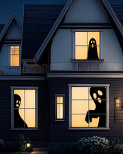 Halloween Window Decorations Ghost Window Silhouettes 3 Pack