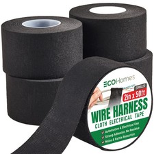Wire Harness Cloth Electrical Tape, 2 Inch x 50 2" x 50 FT 5 Rolls , Black