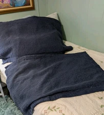 Vintage Noble Excellence Navy Blue Matelasse King Size Pillow Shams