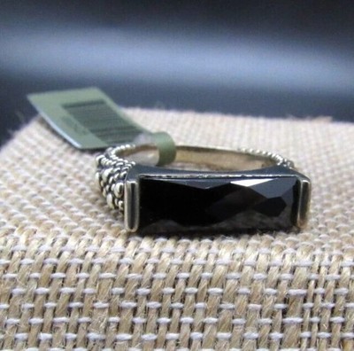 MICHAEL DAWKINS STERLINGSILBER FACETTIERTER ONYX STERNENKLARE NACHT RINGGRÖSSE 7 NEU IM KARTON