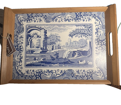 SPODE BLUE ITALIAN PIMPERNEL Handled Tray NWT