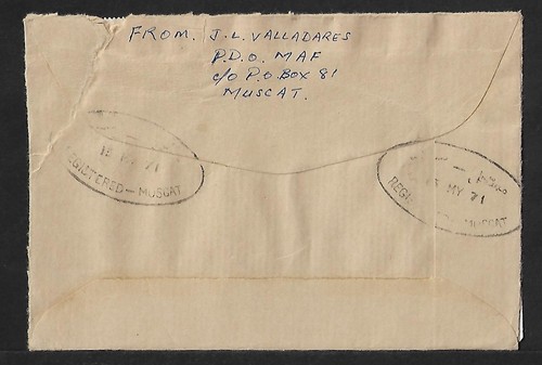 OMAN TO IRELAND AIR MAIL REGISTERED MULTIPLE FRANKING COVER 1971 - 第 2/2 張圖片