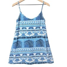 Show me your Mumu Women's Tenley Tie Dress Paisley Print Mini Dress Blue size S