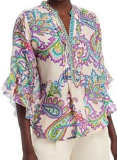 Johnny Was Silk Blouse Size Small