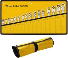 6-22mm Metric Flexible Head Ratcheting Wrench Combination Spanner Tool Set 16PCS