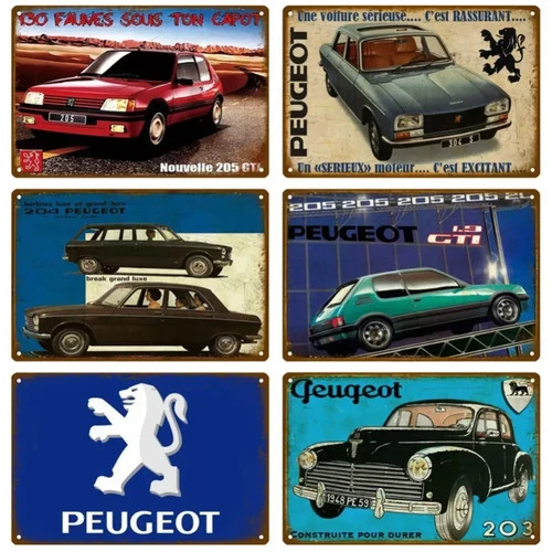 Peugeot Retro Decorative Tin Metal Signs Plate - Wall Art Posters for Vintage Ho
