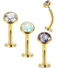 LOAYHOAY 3Pcs 14G Surgical Steel Belly Button Rings for Women 14mm, Gold