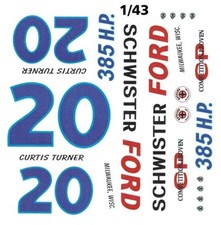  20 Curtis Turner Schwister Ford 1962 1/43rd Scale Slot Car Waterslide Decals