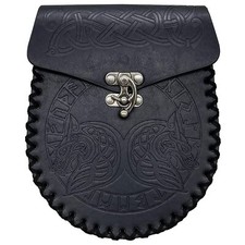 Nordic Embossed Belt Bag Retro Medieval Faux Leather Side Pack Vintage Portab...