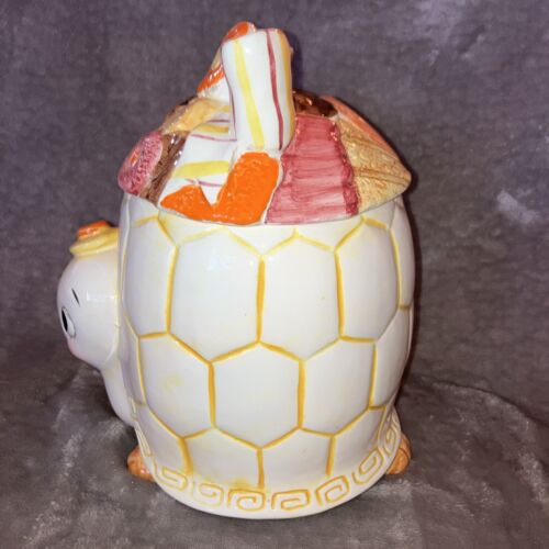 Vintage Turtle Cookie Jar! SO CUTE!!!! Bow Top Without Cookies! Read Desc. - Picture 4 of 11