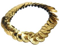 VTG Heart Coin Elastic Belt Goldtone Hammered Womens