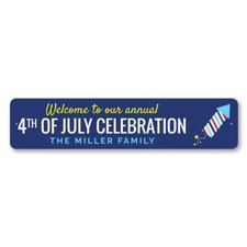 Welcome Annual 4th Of July Celebration Sign Family Name Metal Wall Decor