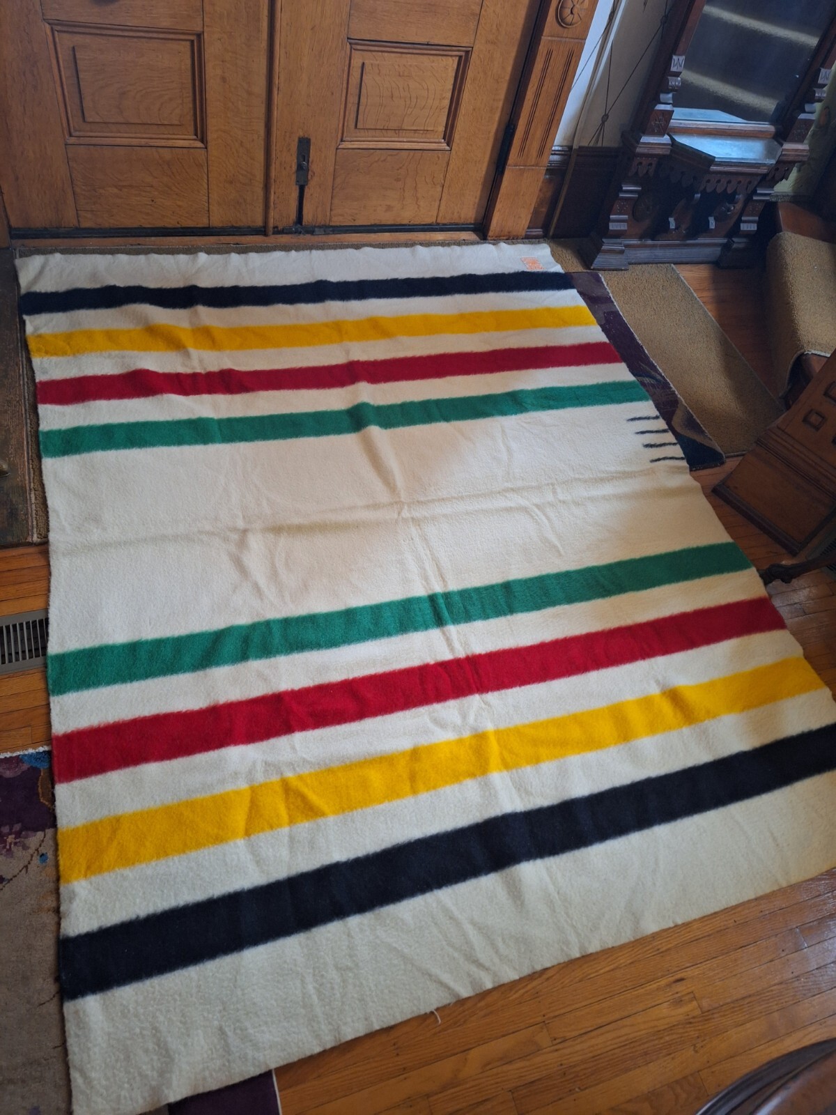 Hudsons Bay 6 Point Wool Blanket England Red Green Yellow Black eBay