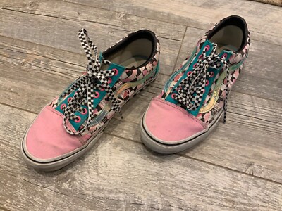 VANS Old Skool Custom Made Pink Flamingo B&W Check Canvas