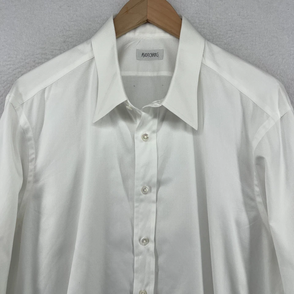 ASCOT CHANG Shirt Mens 17.5/34 THOMAS MASON Button Up French Cuff Monogram White - Image 3 of 4