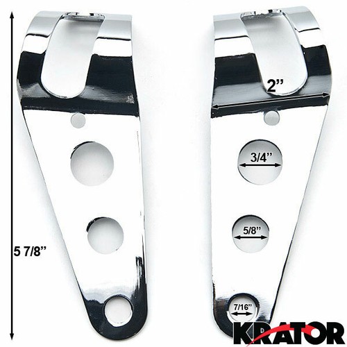 Motorcycle 31mm-37mm Headlight Mount Bracket Fork Ear Chopper Cafe Racer Chrome - Picture 6 of 6