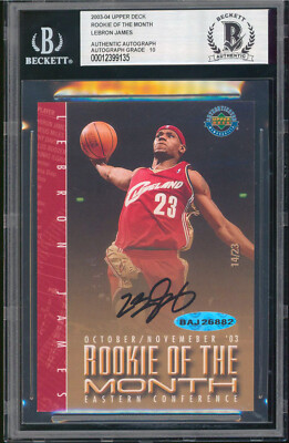 Cavaliers LeBron James Signed 2003 UD ROM Oct/Nov #14/23