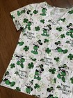 Disney Womens Happy St Patricks Day Scrub Top Mickey Mouse Clover White Green XS — photo 2