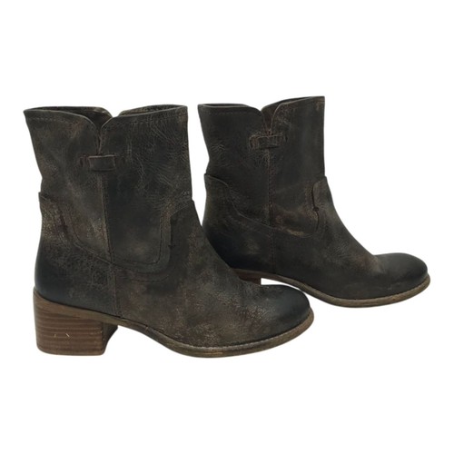 Diba True West Haven Ankle Boots 7.5 Distressed Leather Charcoal Brown Western - Picture 12 of 16