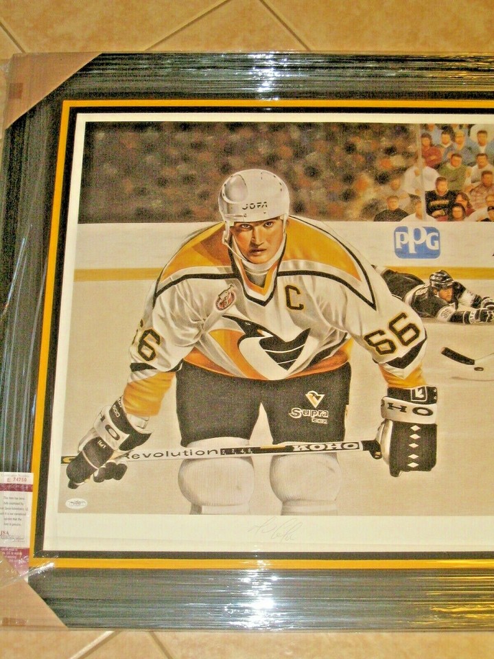 Mario Lemieux #66 signed Pittsburgh Penguins NHL Photo Print JSA # ...