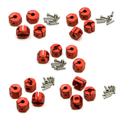 4pcs 8/9/10/11/12mm Aluminum Wheel Hex Hub Adapter für RC SCX10 D90 Wraith Red
