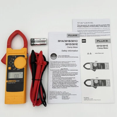 Fluke 301E AC/DC Clamp Meter 1000A AC/DC Voltage 600V Backlight Resistance Diode