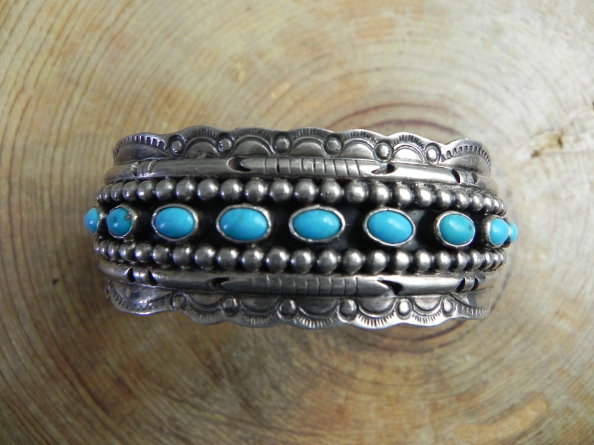 Turquoise & Sterling Silver Cuff Bracelet by Circle J.W. Jack