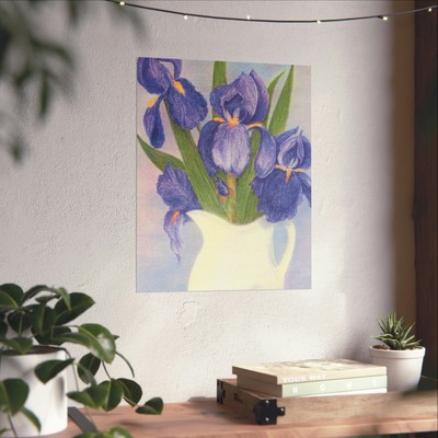 Sybil Rogers Artist Purple Irises Pitcher Reproduction Matte Poster 16x20