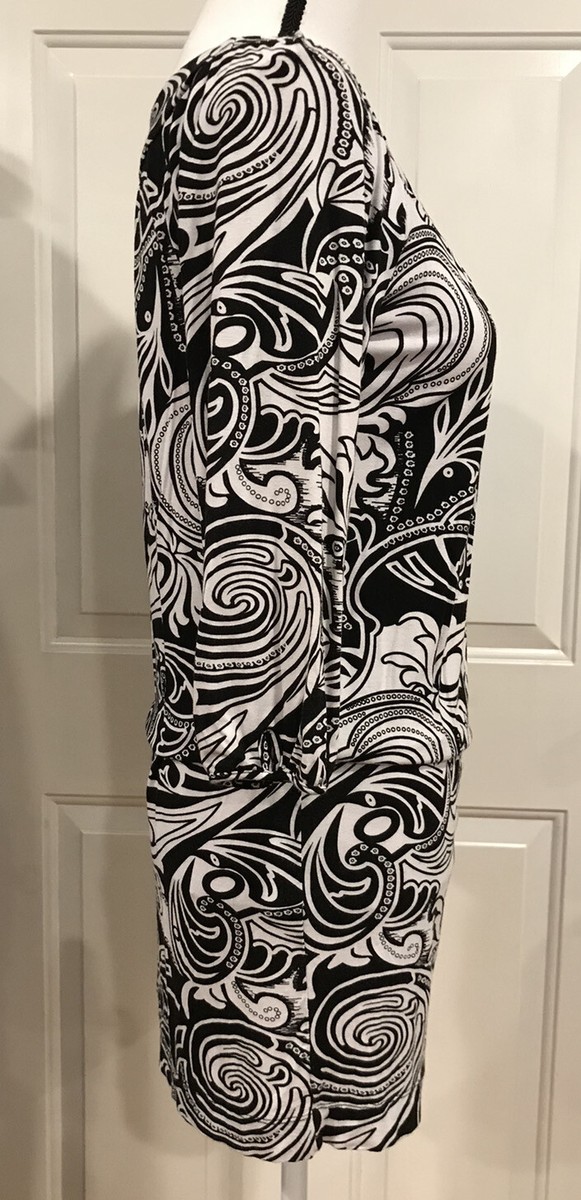 bcbg black and white short dress BCBG black and white floral mesh mini dress, Size