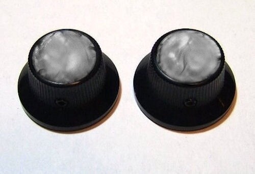 GITARRENKNÖPFE - SMOKE PEARL Zylinderhut Zylinder Glocke UFO massives Metall - Set 2 - SCHWARZ - Bild 1 von 1