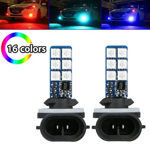 2Pcs 881 5050 RGB Multi-Color LED 12SMD Car Headlight Fog Light Lamp Bulb&Remote - Picture 3 of 12