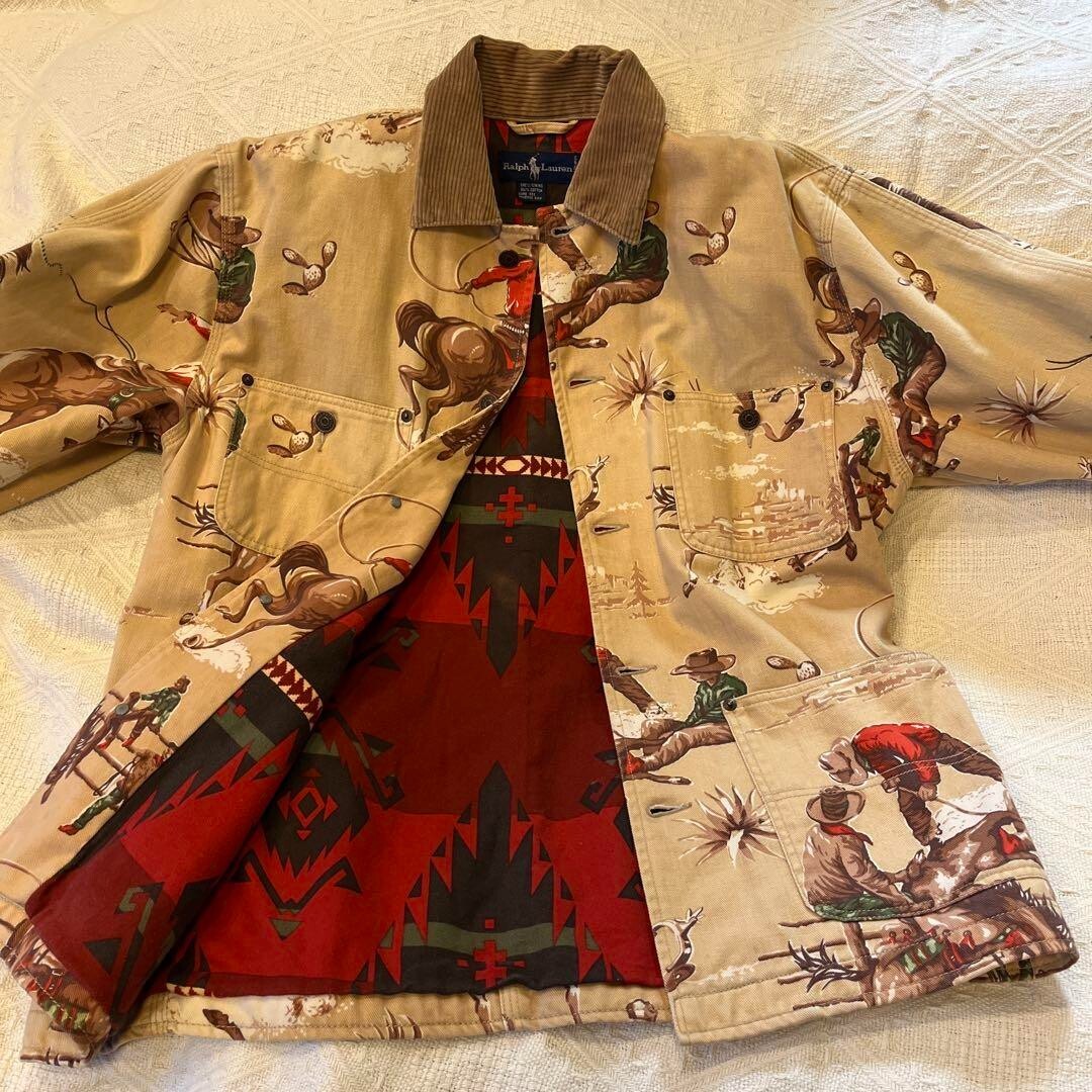Ralph Lauren Cowboy Pattern Western Jacket Length 25.9in