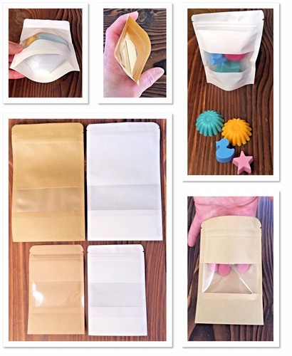 PAPER POUCH BAGS (stand up)~gift packaging~zip lock seal + clear display window - Picture 7 of 12