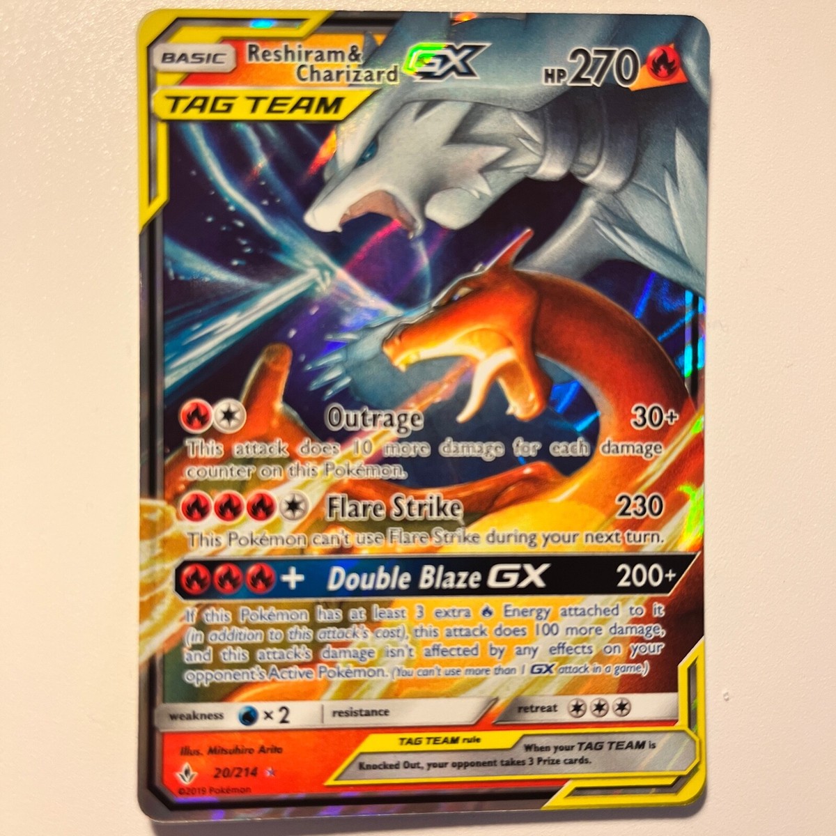 Pokemon Reshiram & Charizard GX 20/214 Championship TCG Card - NM