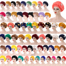 African Women Turban Braid Hijab Hat Bonnet Hair Loss Head Scarf Wrap Chemo Cap