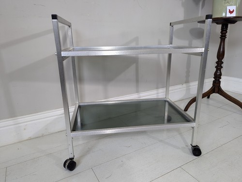 Aluminium Trolley Smoked Glass Console Table Trolley FREE Postage Available - Picture 8 of 20