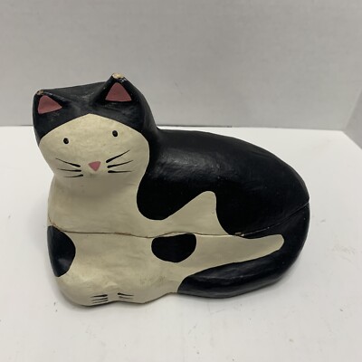 ❀antique cat˚✧₊専用❀8/3までお取り置き Vintage 1989 Hallmark Paper Mache Set 3 Nesting Cats By Christine