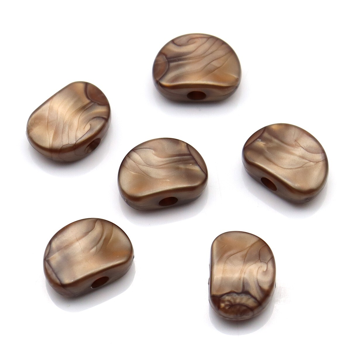 6Pcs Guitar Tuning pegs Tuners Machine Head Brown Pearl Small Semicircle Buttons